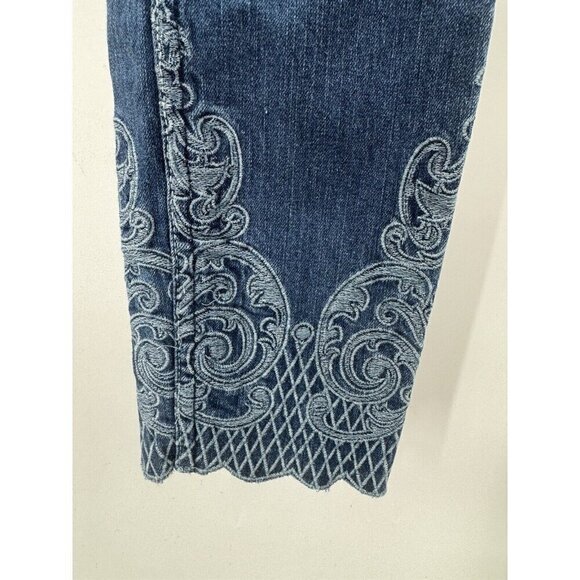 Kensie Ankle Biter Jean Women 25 Blue Denim Embroidered Fairy Bohemian Western - Picture 5 of 9
